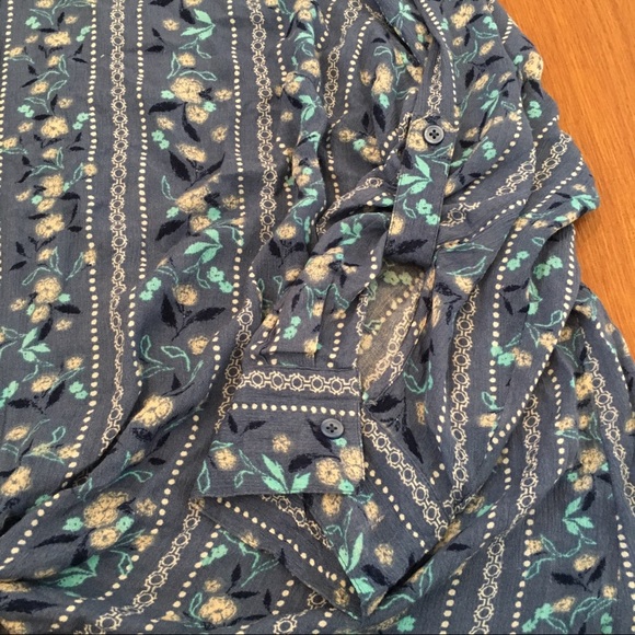 Style & Co Top Button Front Hem Tie Floral Tunic - Picture 5 of 8